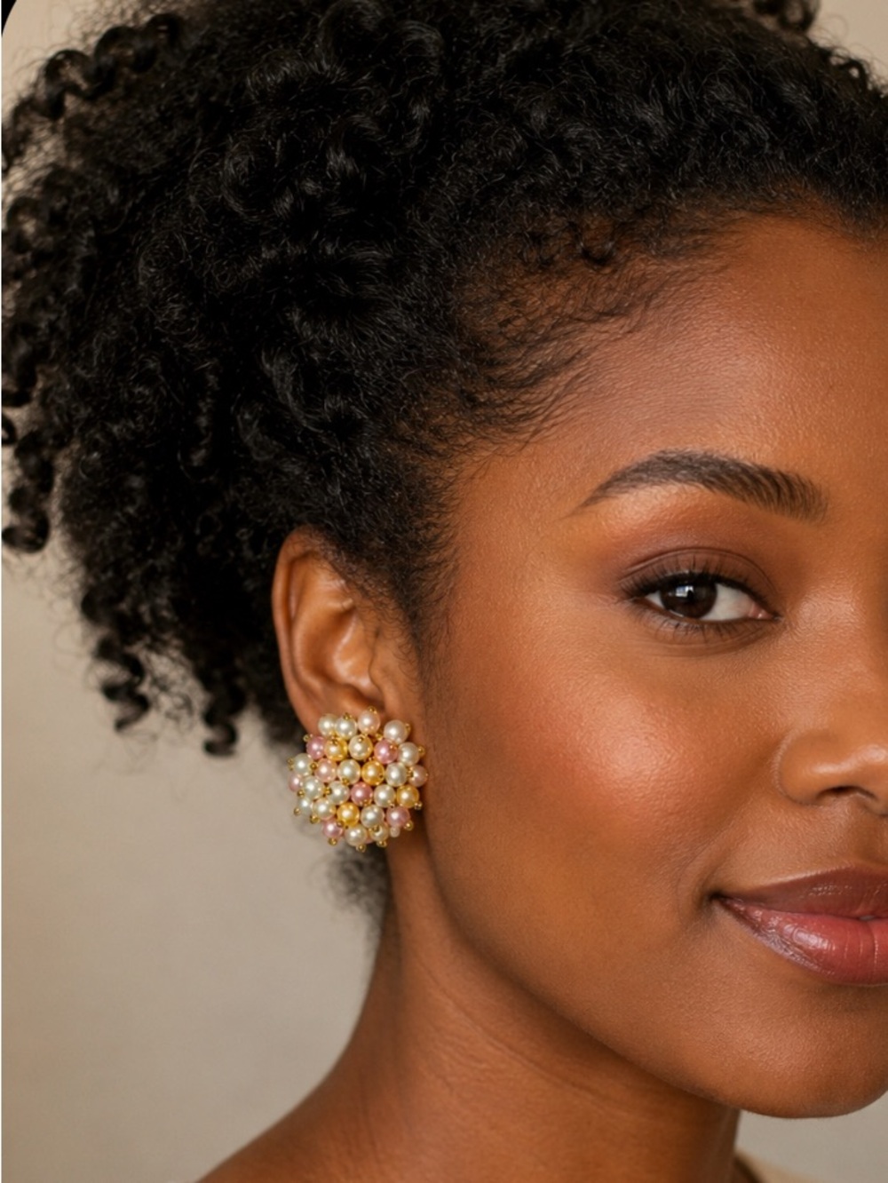 Cluster Pearl Statement Earrings - Multicolor Pearls